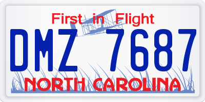 NC license plate DMZ7687