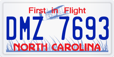 NC license plate DMZ7693