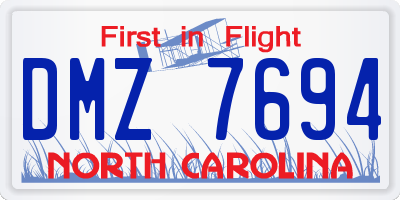 NC license plate DMZ7694