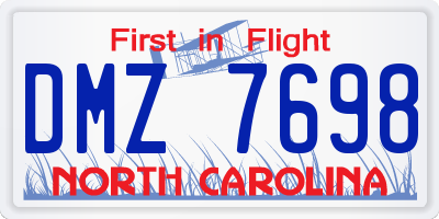 NC license plate DMZ7698