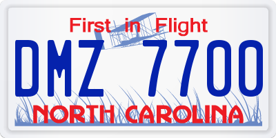 NC license plate DMZ7700