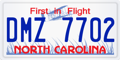 NC license plate DMZ7702
