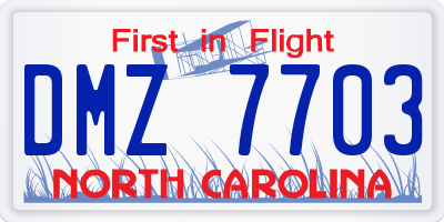 NC license plate DMZ7703