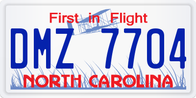NC license plate DMZ7704