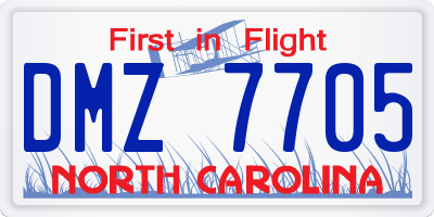 NC license plate DMZ7705