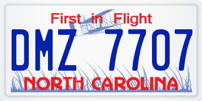 NC license plate DMZ7707