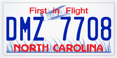 NC license plate DMZ7708