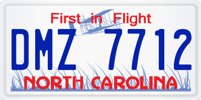 NC license plate DMZ7712