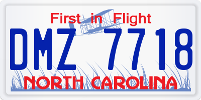 NC license plate DMZ7718