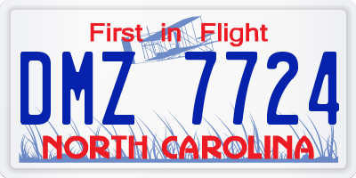 NC license plate DMZ7724