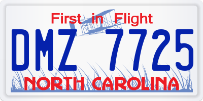 NC license plate DMZ7725