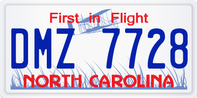 NC license plate DMZ7728