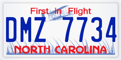 NC license plate DMZ7734