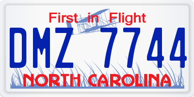 NC license plate DMZ7744