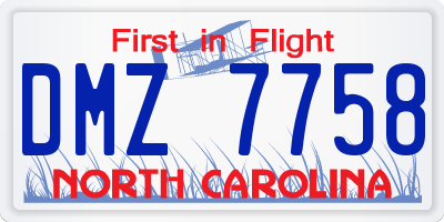 NC license plate DMZ7758