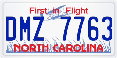 NC license plate DMZ7763