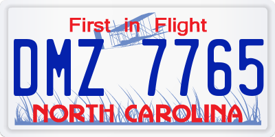 NC license plate DMZ7765