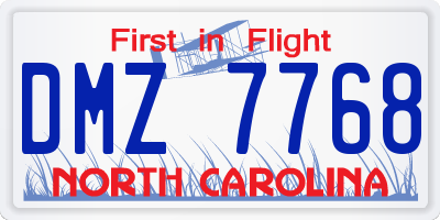 NC license plate DMZ7768