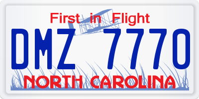 NC license plate DMZ7770