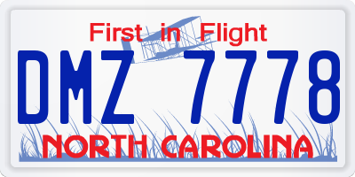 NC license plate DMZ7778