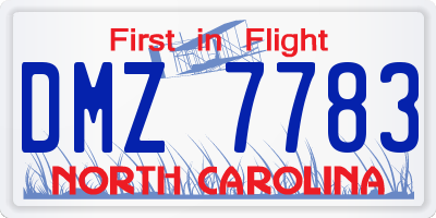 NC license plate DMZ7783