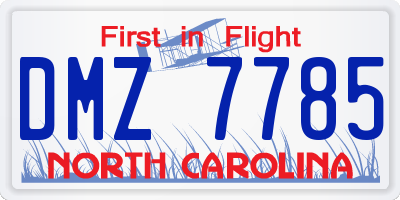 NC license plate DMZ7785