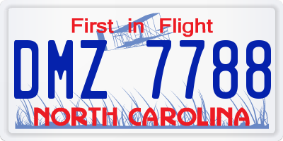 NC license plate DMZ7788