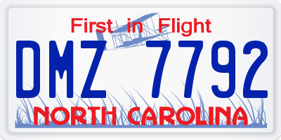 NC license plate DMZ7792
