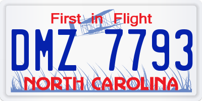 NC license plate DMZ7793