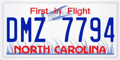 NC license plate DMZ7794