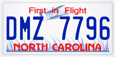 NC license plate DMZ7796