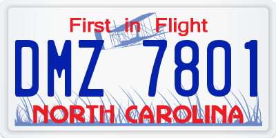 NC license plate DMZ7801