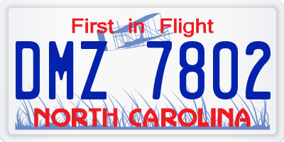 NC license plate DMZ7802