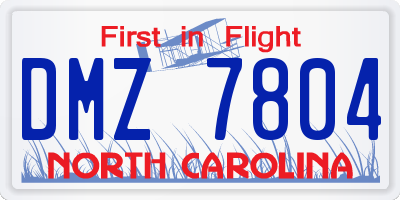 NC license plate DMZ7804