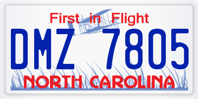 NC license plate DMZ7805