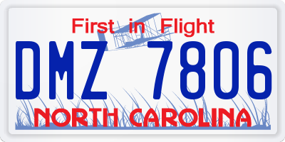 NC license plate DMZ7806