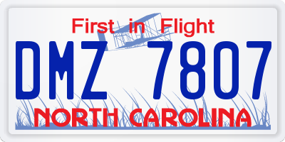 NC license plate DMZ7807