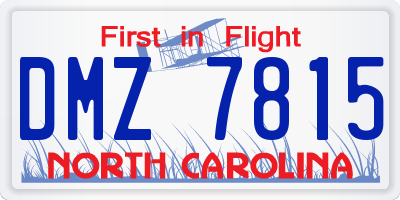 NC license plate DMZ7815