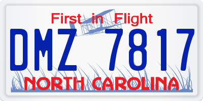 NC license plate DMZ7817