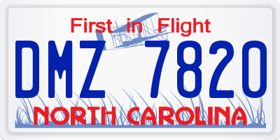 NC license plate DMZ7820