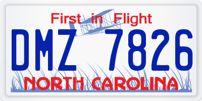NC license plate DMZ7826