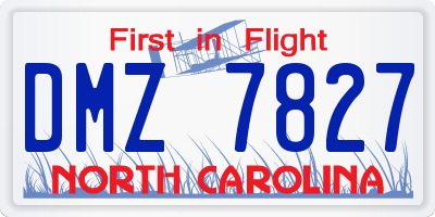 NC license plate DMZ7827