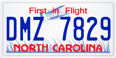 NC license plate DMZ7829