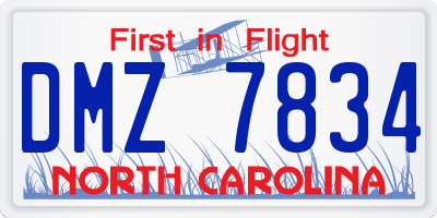 NC license plate DMZ7834