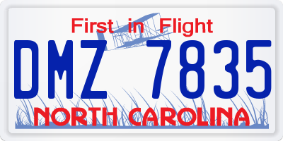 NC license plate DMZ7835