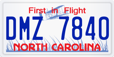 NC license plate DMZ7840