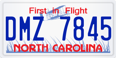 NC license plate DMZ7845