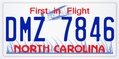NC license plate DMZ7846
