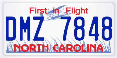 NC license plate DMZ7848