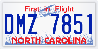 NC license plate DMZ7851